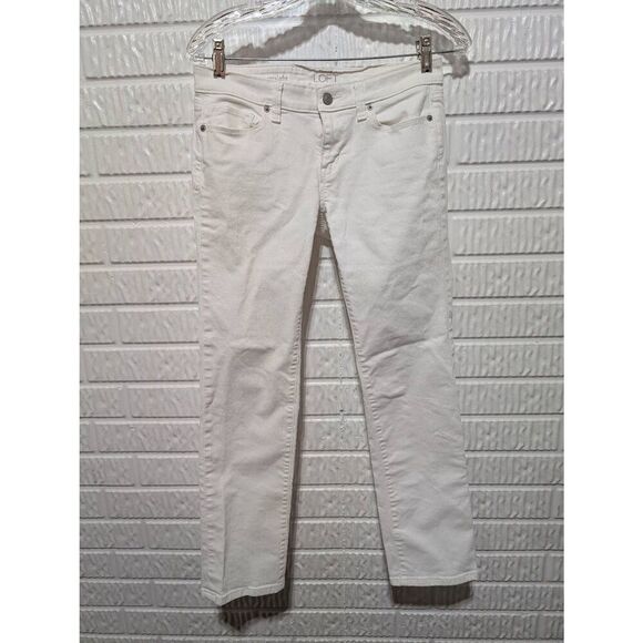 Ann Taylor Denim - Ann Taylor Loft Women's White Solid Mid-Rise Straight-Leg Denim Jeans Size 36/2P